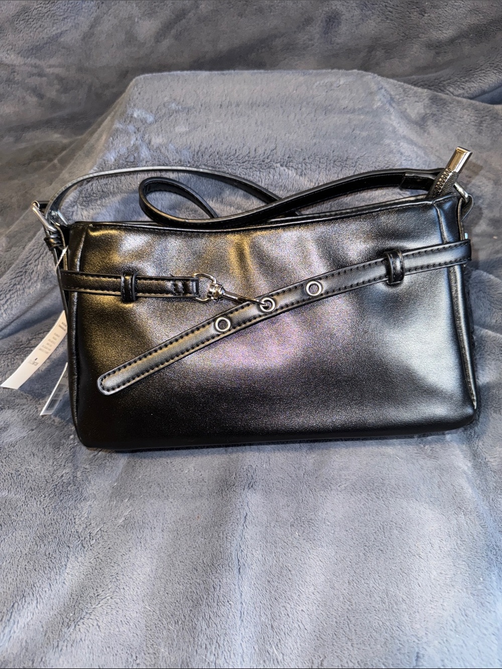 K Carroll Jo Jo Hobo Black Shoulder Bag with Adjustable Strap, Silver Hardware